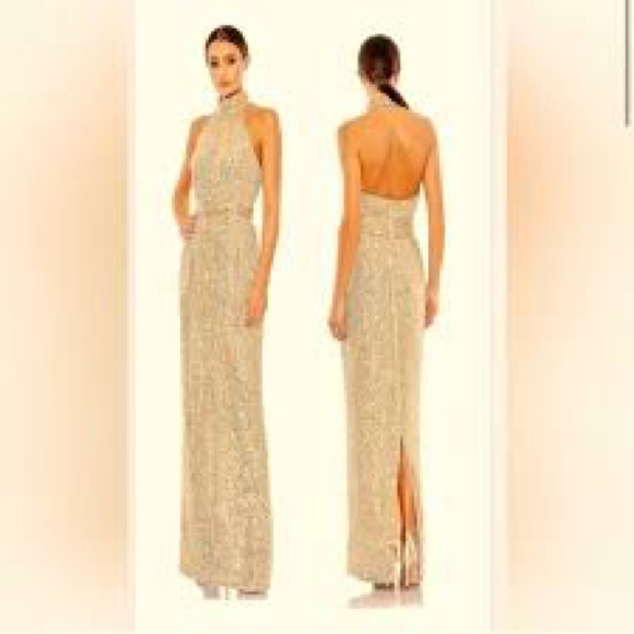 Elegant Gold Halter Maxi Dress